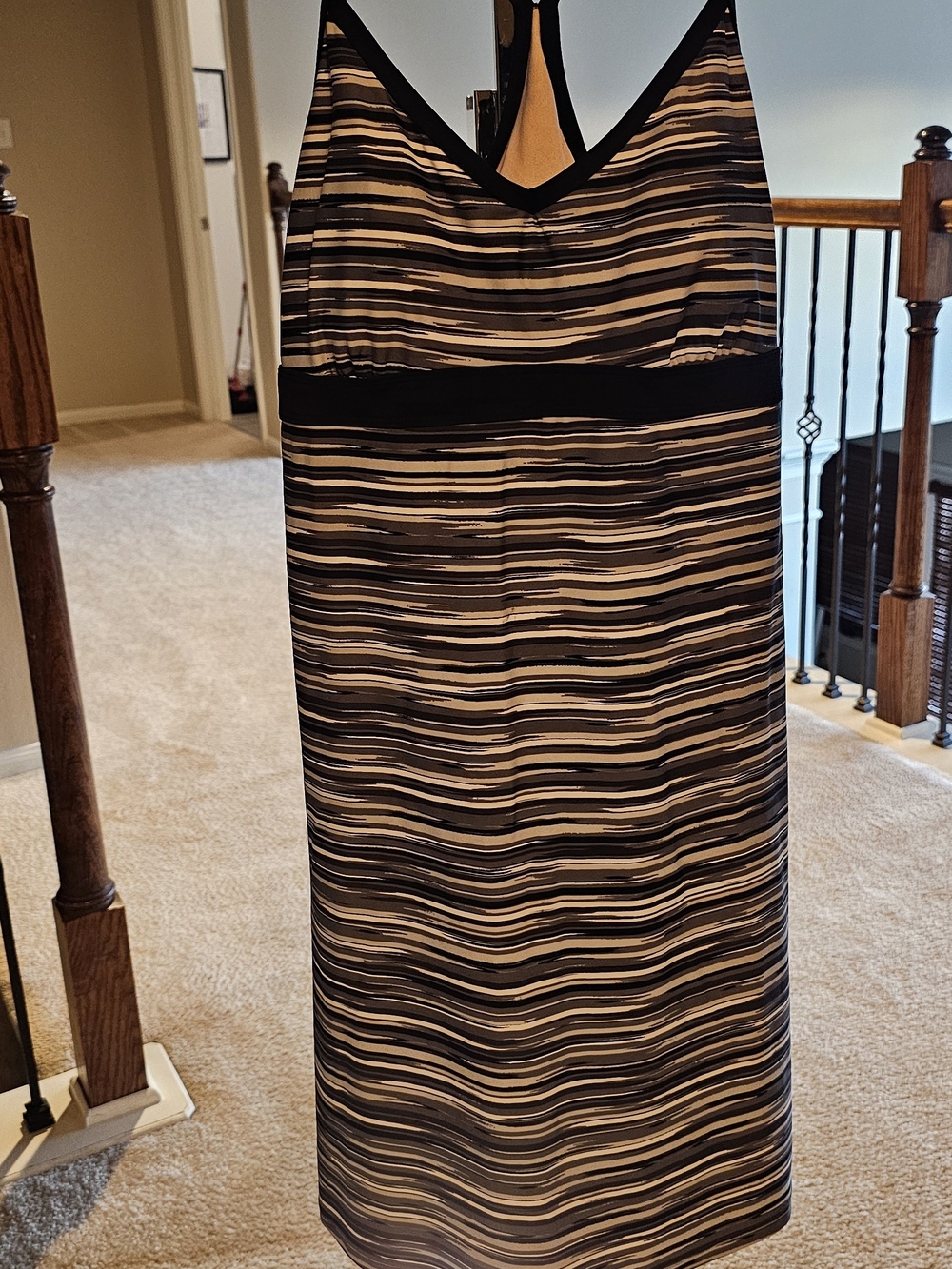 Athleta Black and White Striped Athletic Dress
